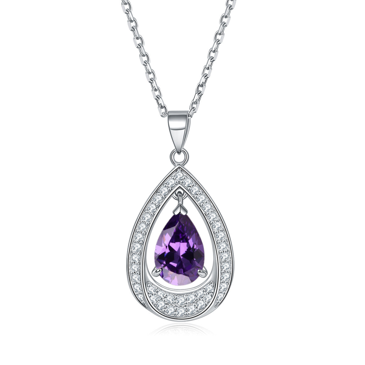 S925 Silver Aquamarine Drop Necklace