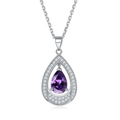 S925 Silver Aquamarine Drop Necklace