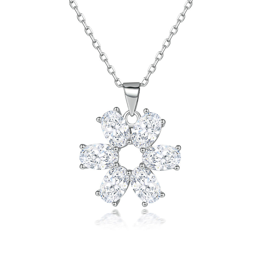 925 Silver Full Zircon Ring Pendant Necklace Earrings