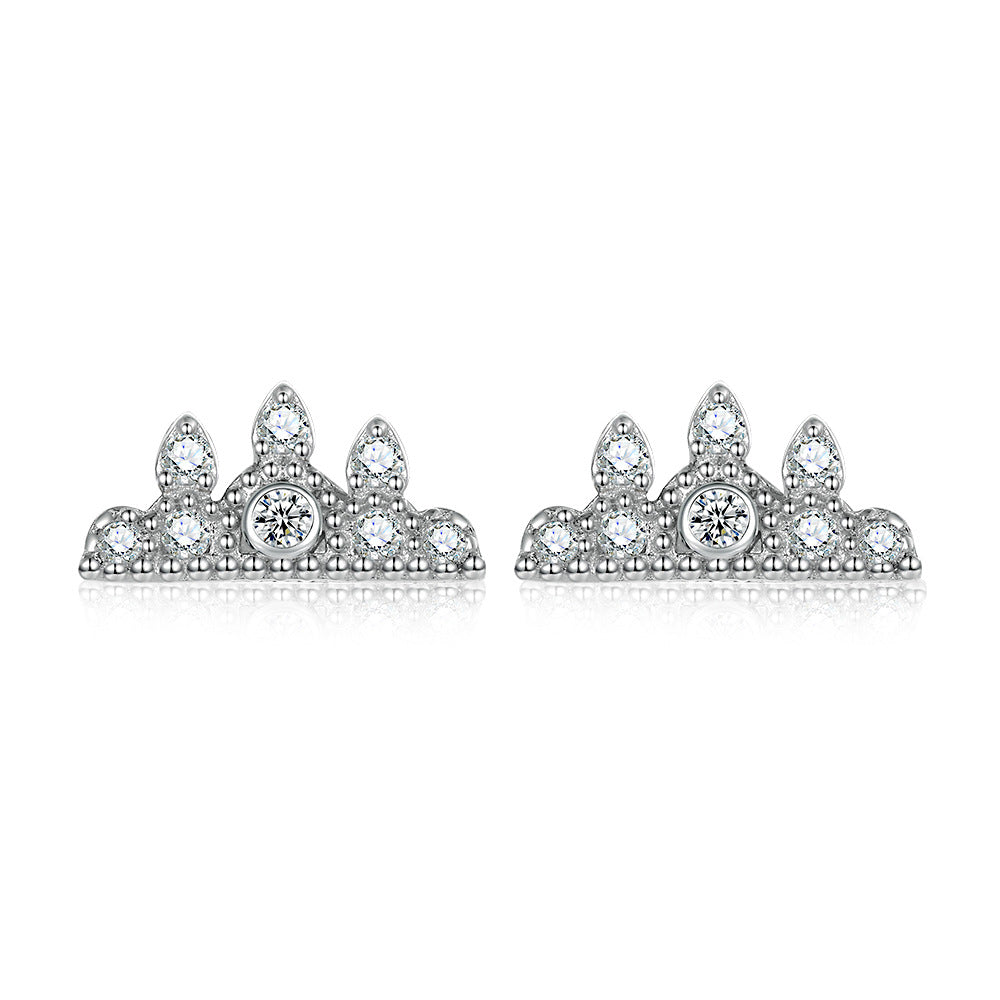925 Silver Bow Crown Heart Studs