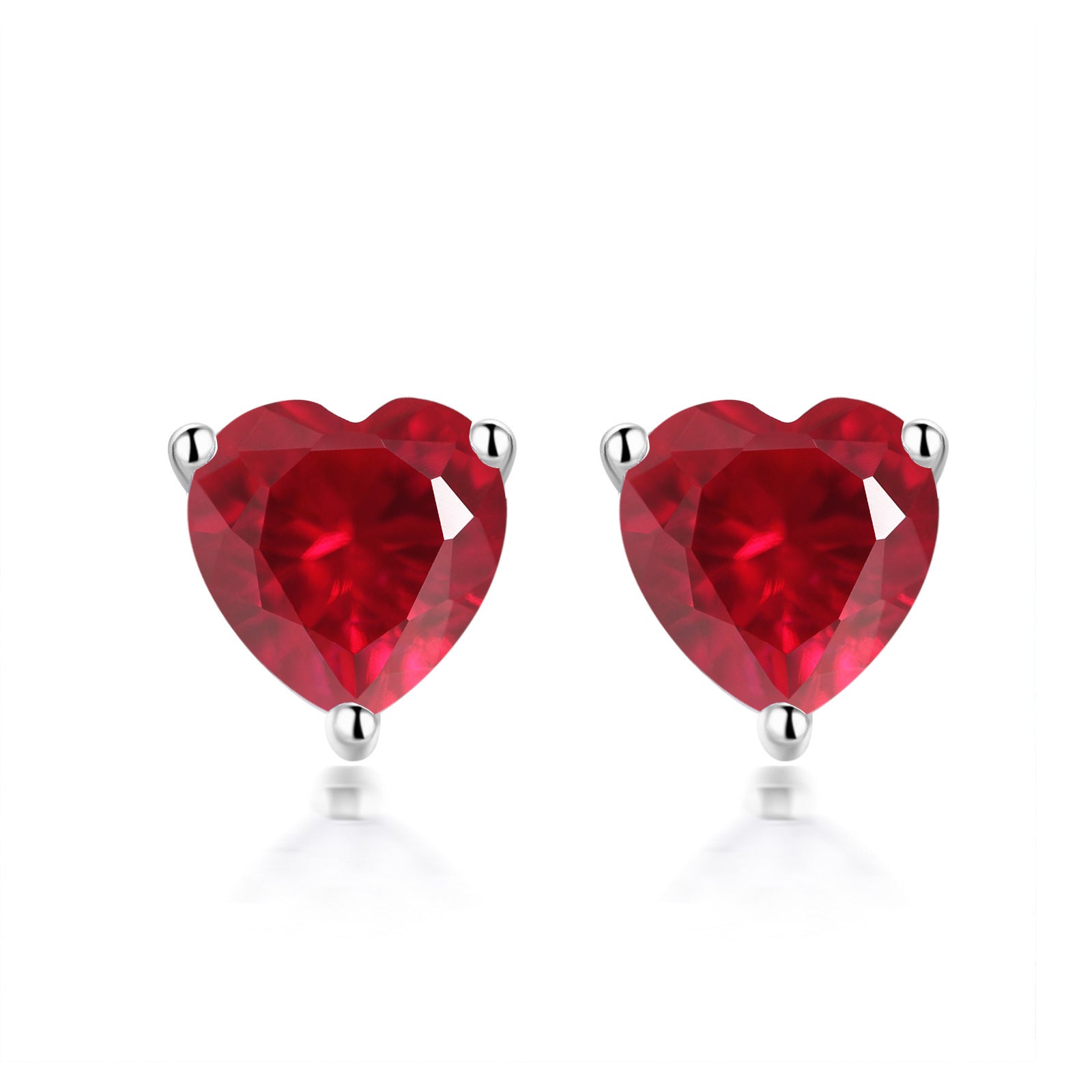 S925 Zodiac Heart Earrings - Birthstone CZ Studs