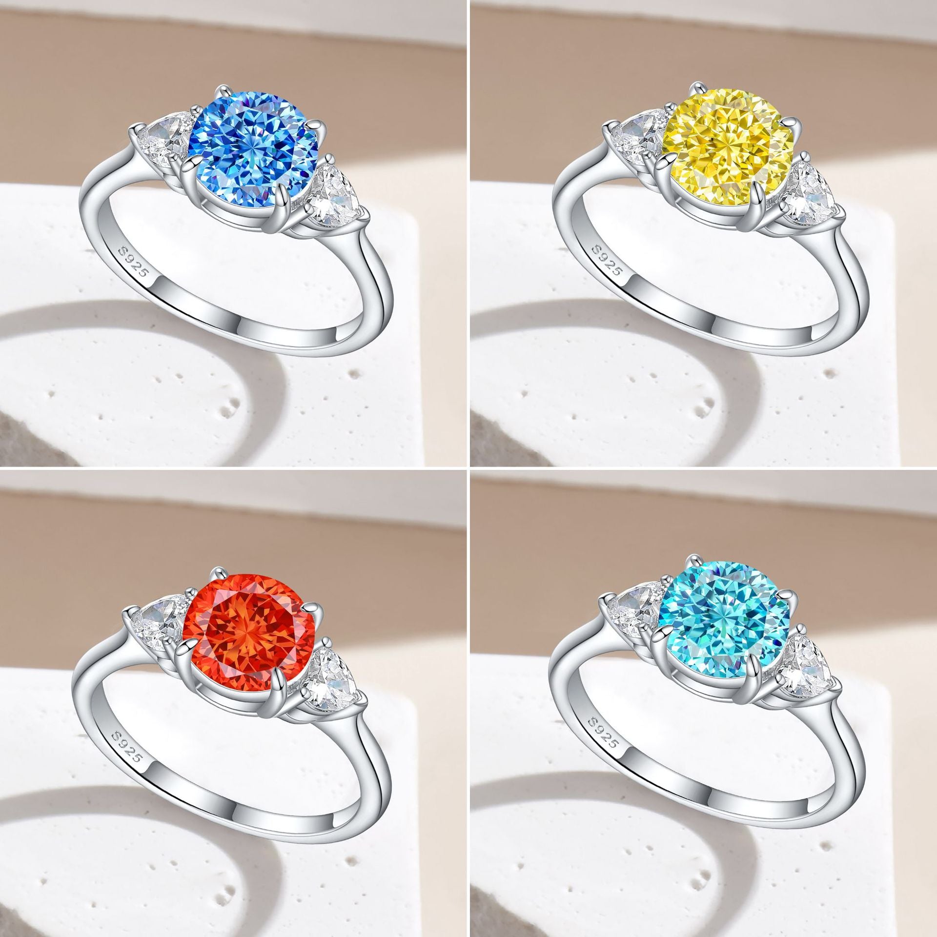 925 Silver Heart Flame Ice Ring