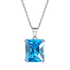 S925 Silver Rectangular Zircon Necklace
