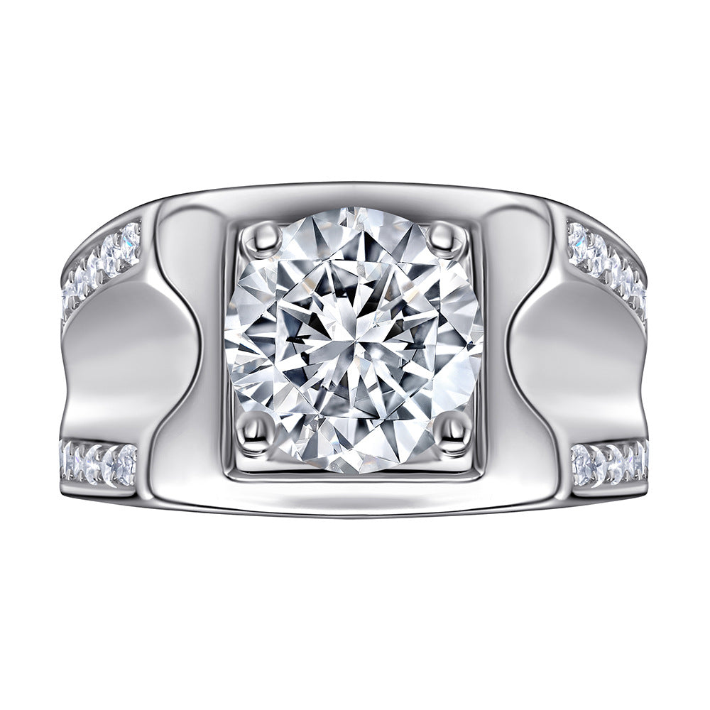 S925 Bold Men's CZ Band - Wide Statement Ring