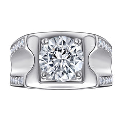 S925 Bold Men's CZ Band - Wide Statement Ring