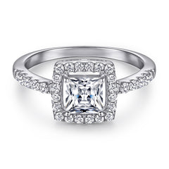 925 Silver Square Zircon Ring Necklace Square Earrings