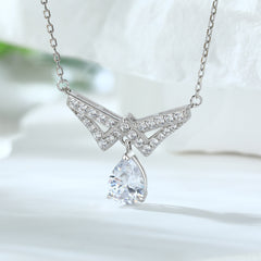 S925 Silver 1.25ct Zircon Teardrop Tassel Necklace