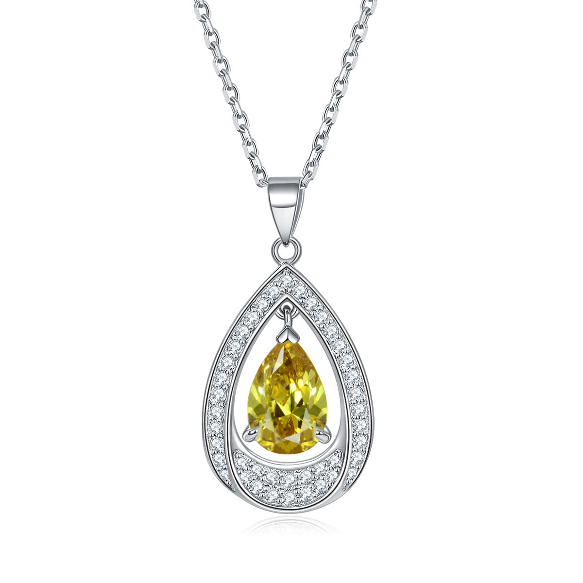 S925 Silver Aquamarine Drop Necklace