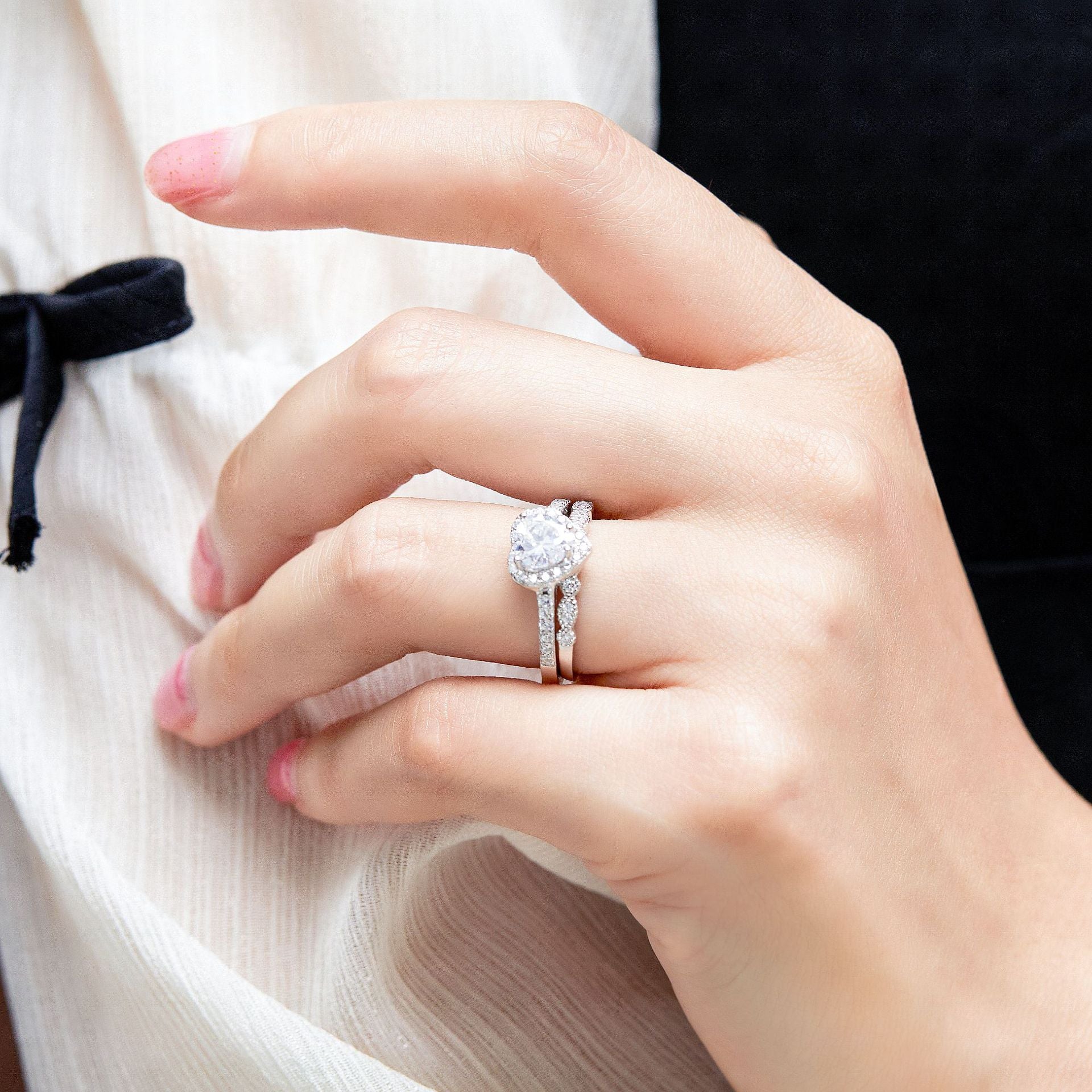 925 Silver Heart Ring Heart Necklace Earrings Jewelry