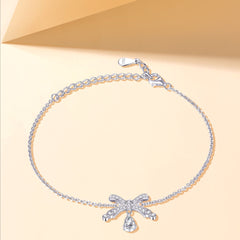 S925 Teardrop Bow Bracelet - Luxe Silver Jewelry