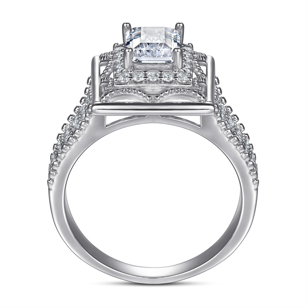 925 Silver Vintage Square CZ Ring