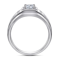 S925 Men's CZ Wedding Ring - Elegant Design