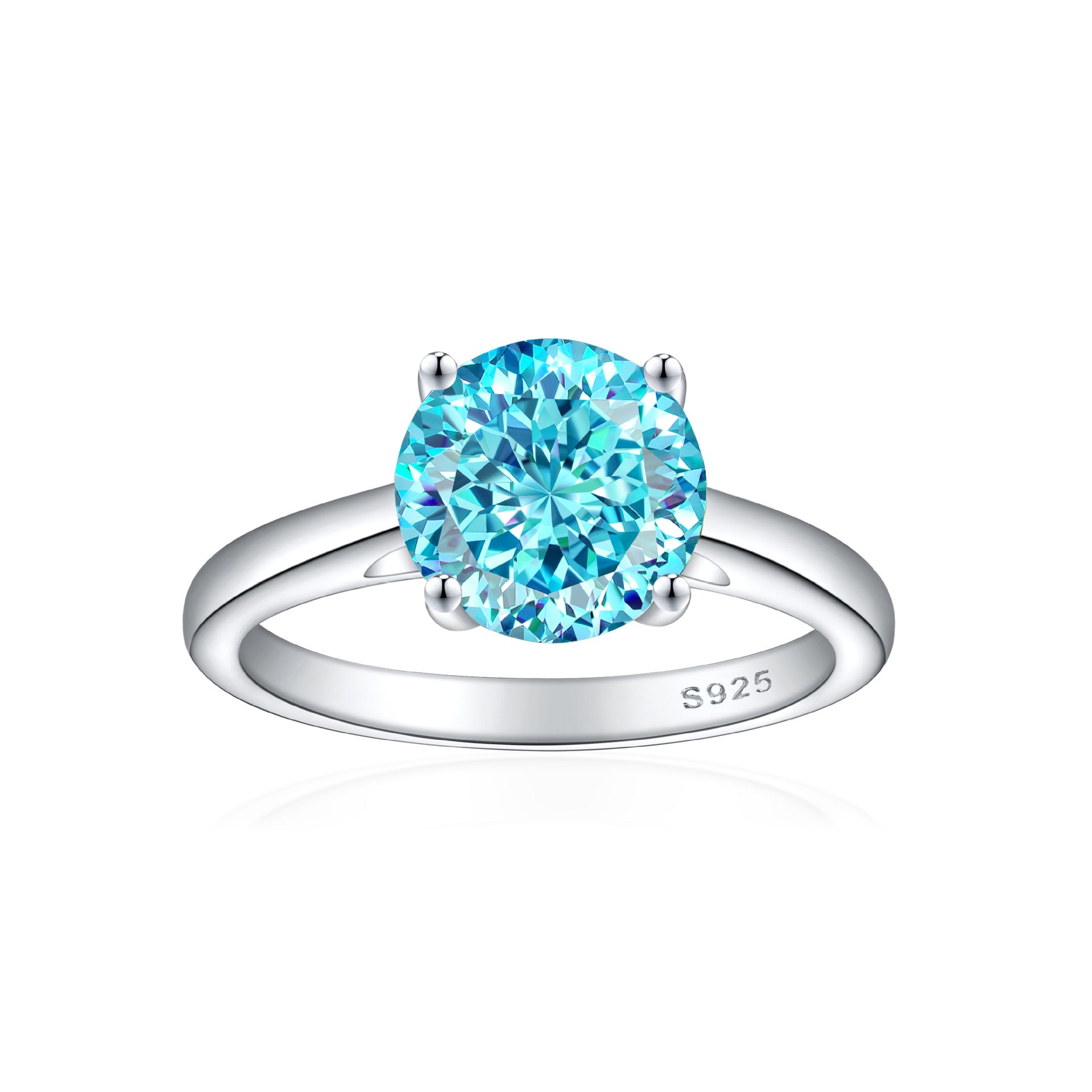 925 Silver 2ct Round Flame Ice Ring