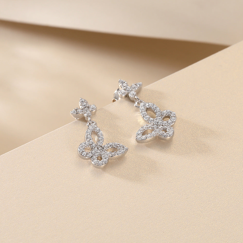 S925 Silver Butterfly Dangle Earrings