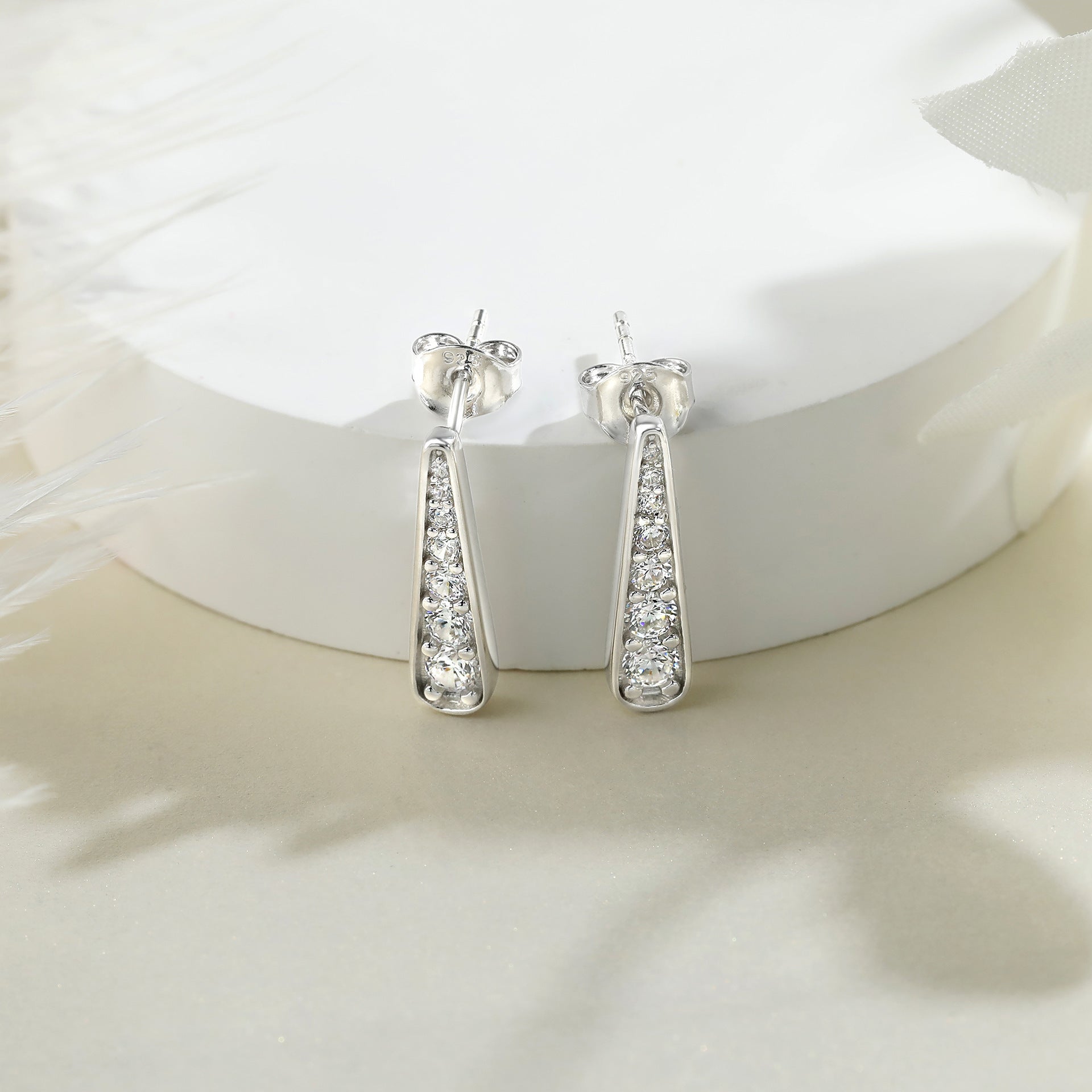 925 Silver Tassel Earrings Necklace Stack Ring Set