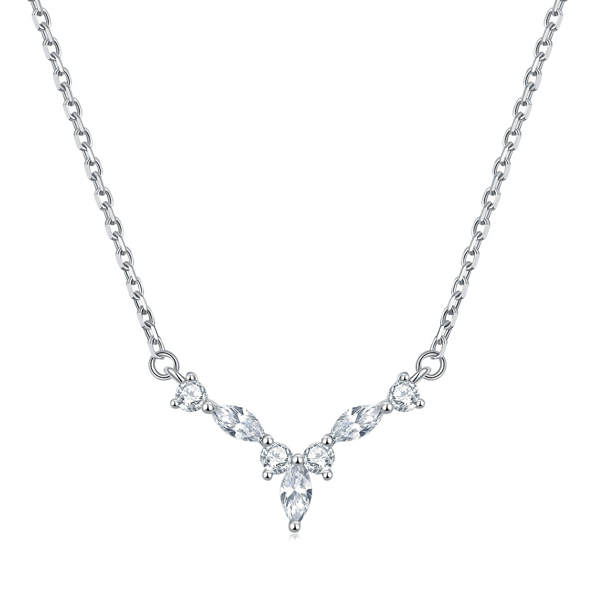 S925 Silver Crystal Accent Zircon Choker Necklace