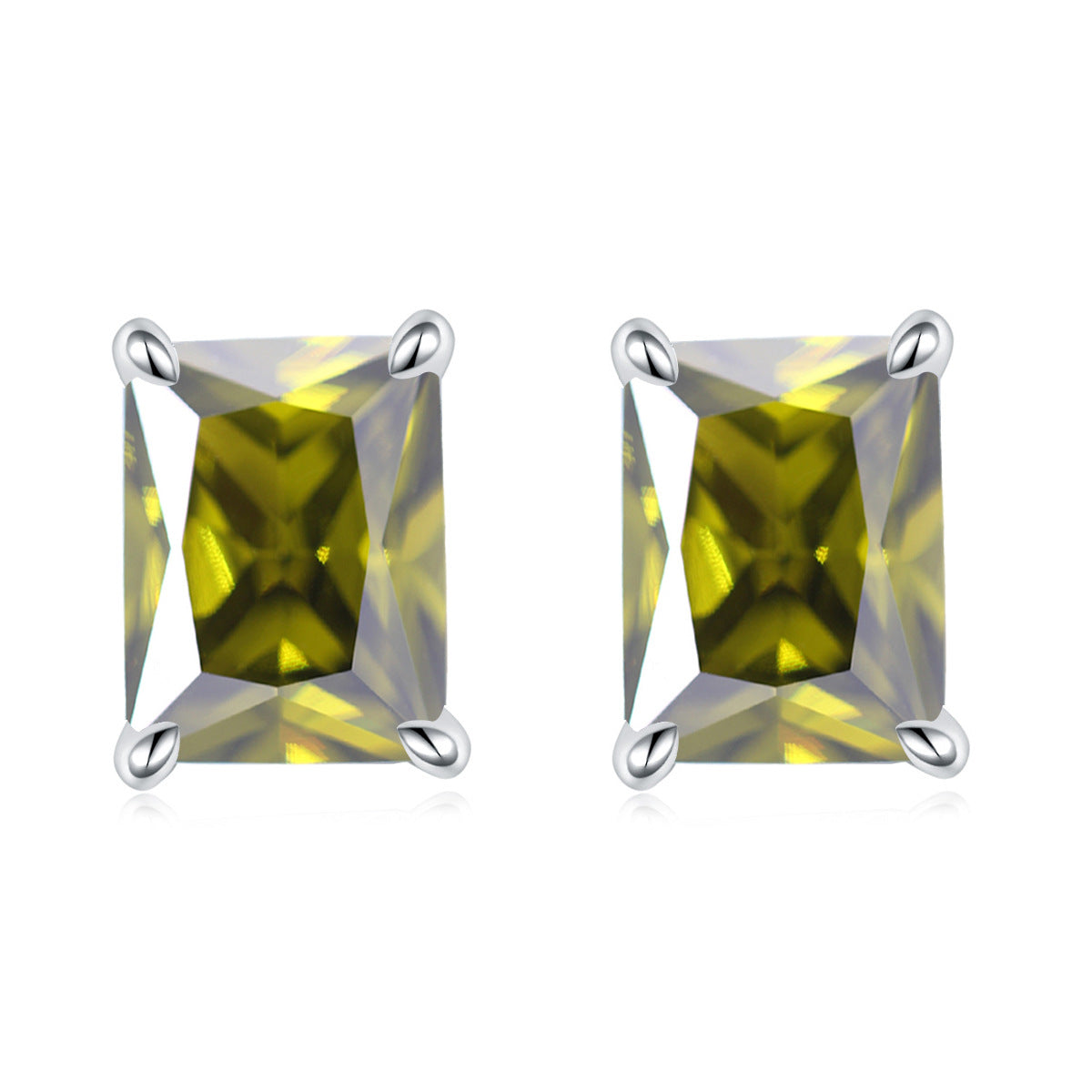 925 Silver Rectangle Birthstone Earrings