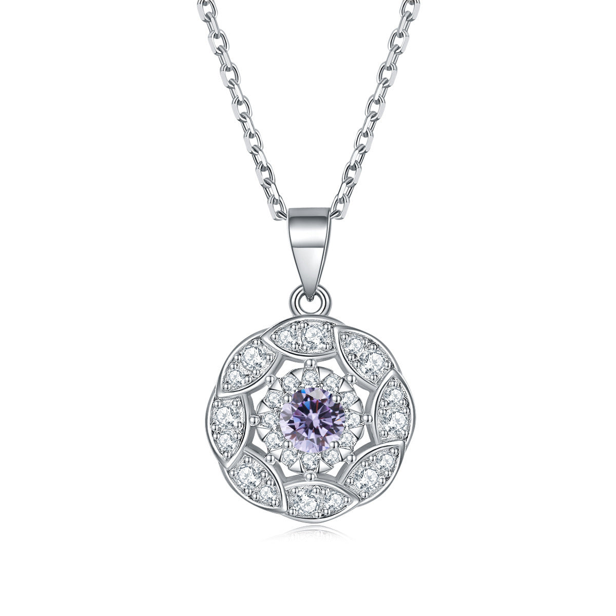 S925 Silver Peridot Zircon Solitaire Pendant Necklace