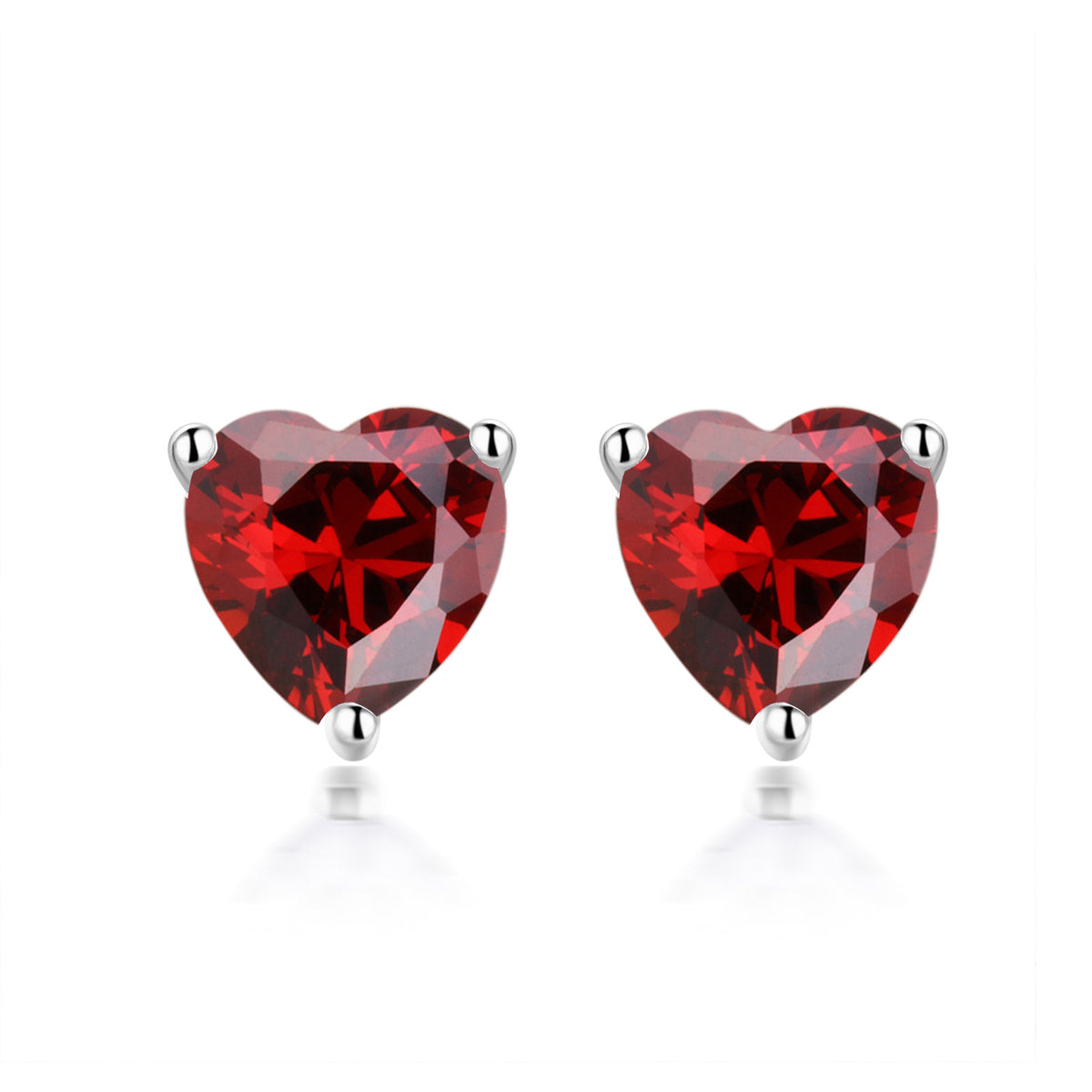 S925 Zodiac Heart Earrings - Birthstone CZ Studs
