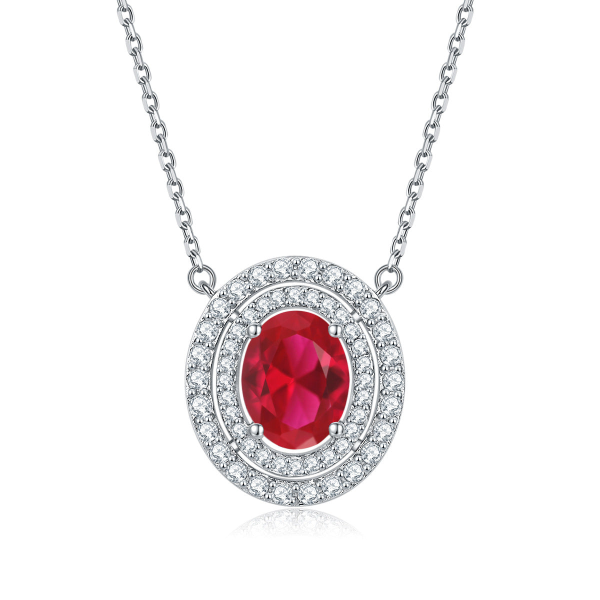 S925 Silver Oval Zircon Necklace
