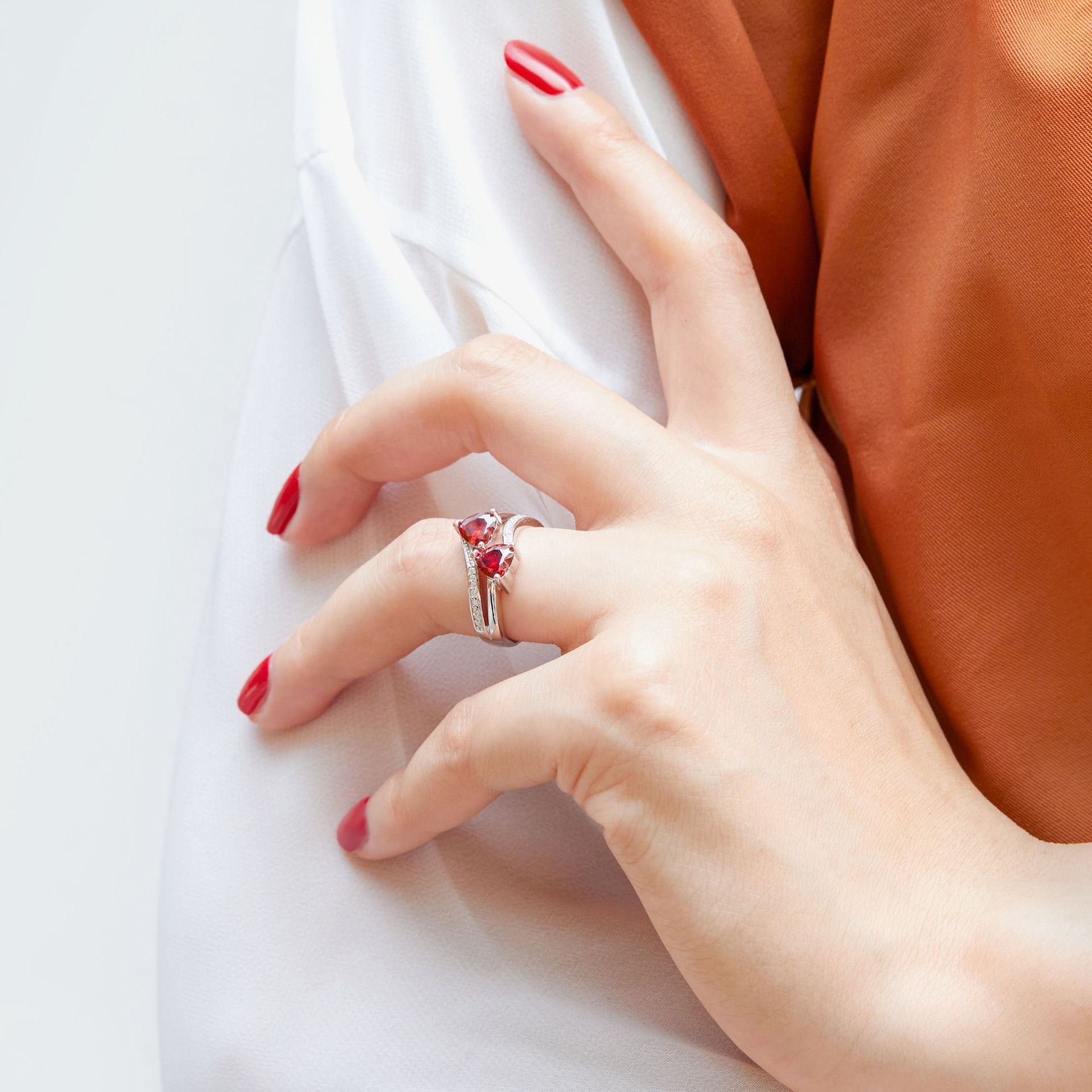 925 Silver Double Heart Halo