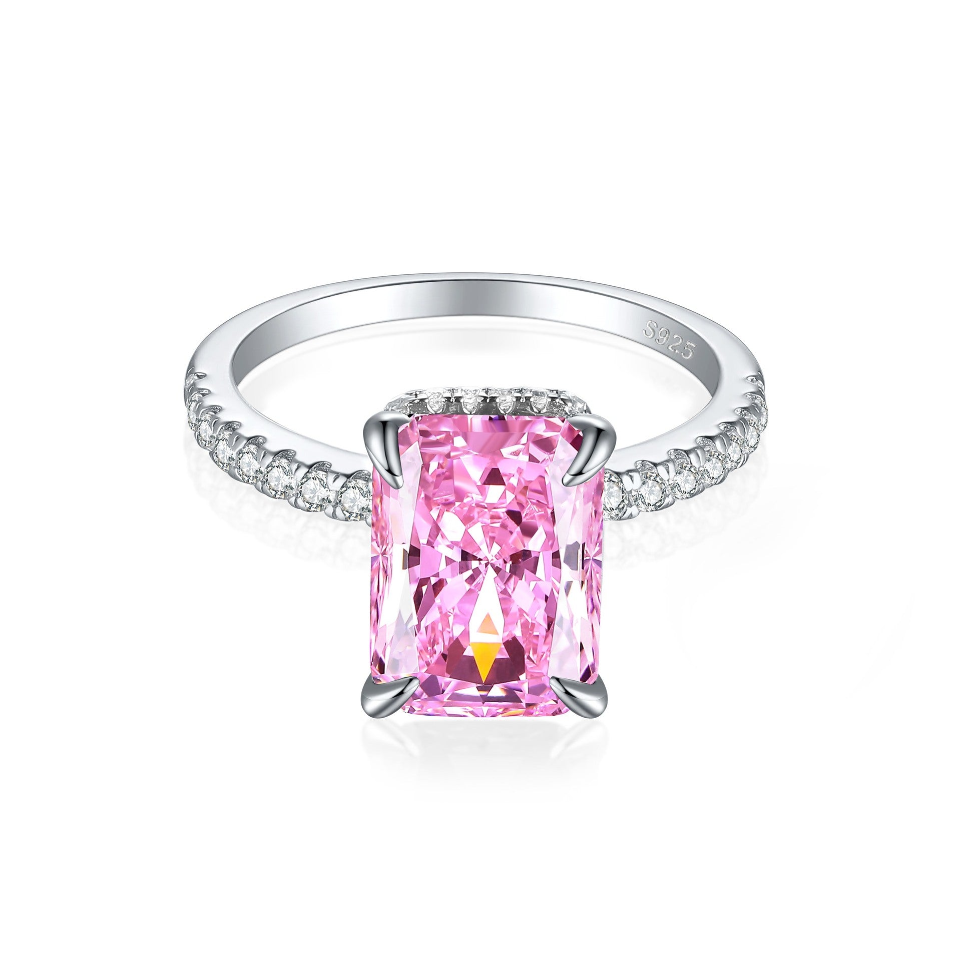 S925 Silver 4ct Gemstone Ring - Icy Cut 8x11mm
