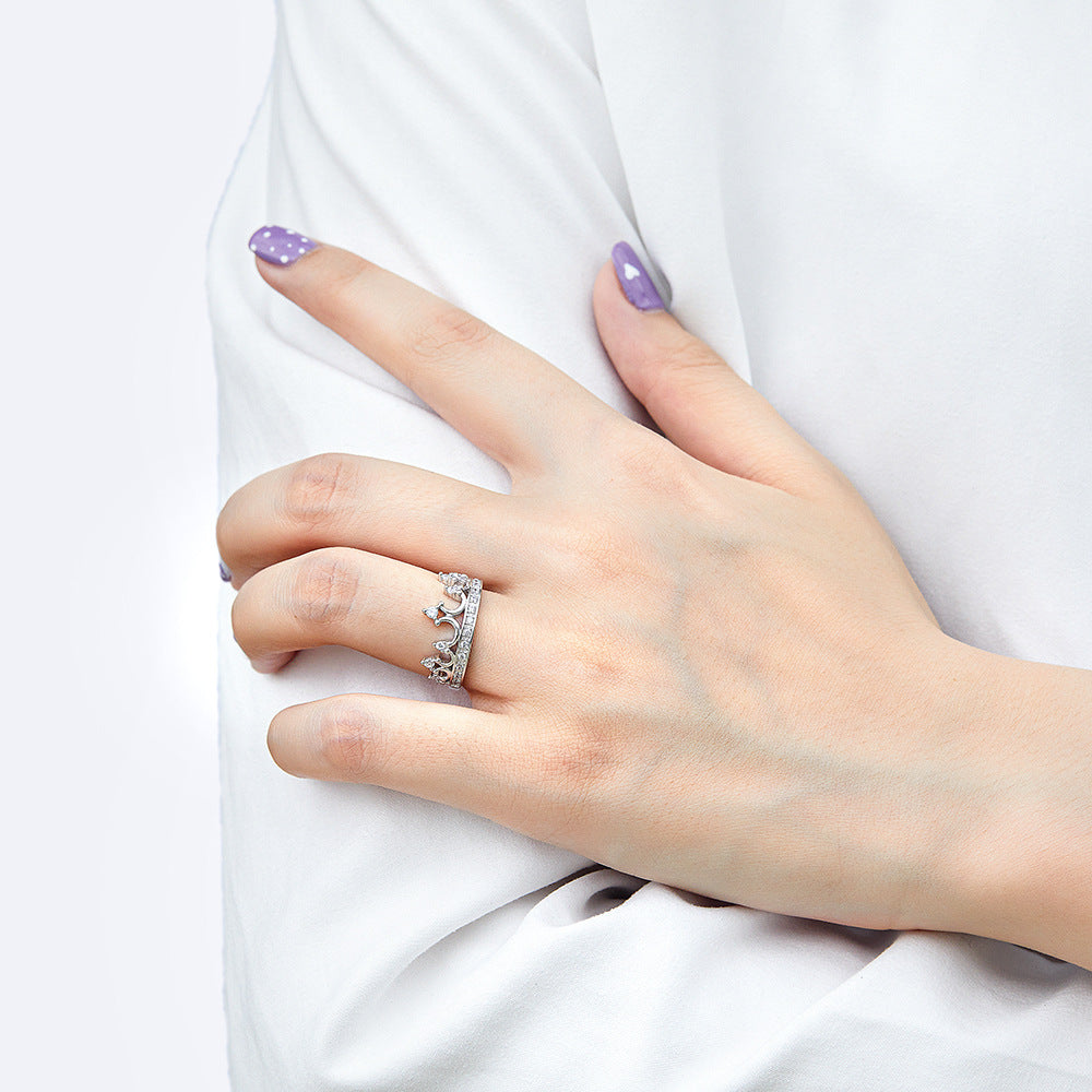 925 Silver Crown Design CZ Ring