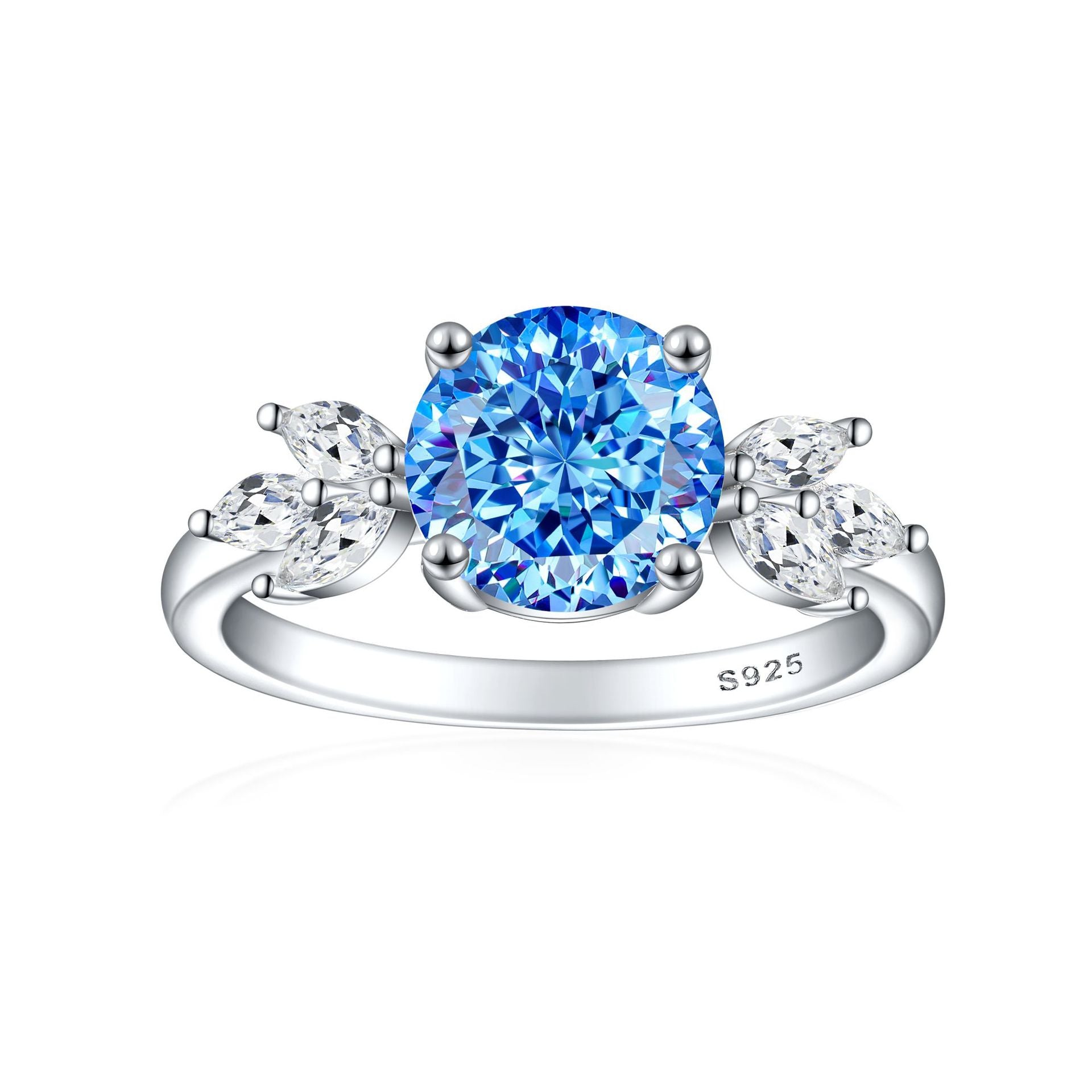 925 Silver 2ct Flame Ice Engagement Ring