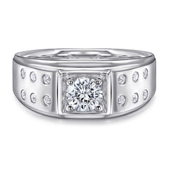 S925 Men's CZ Wedding Ring - Elegant Design