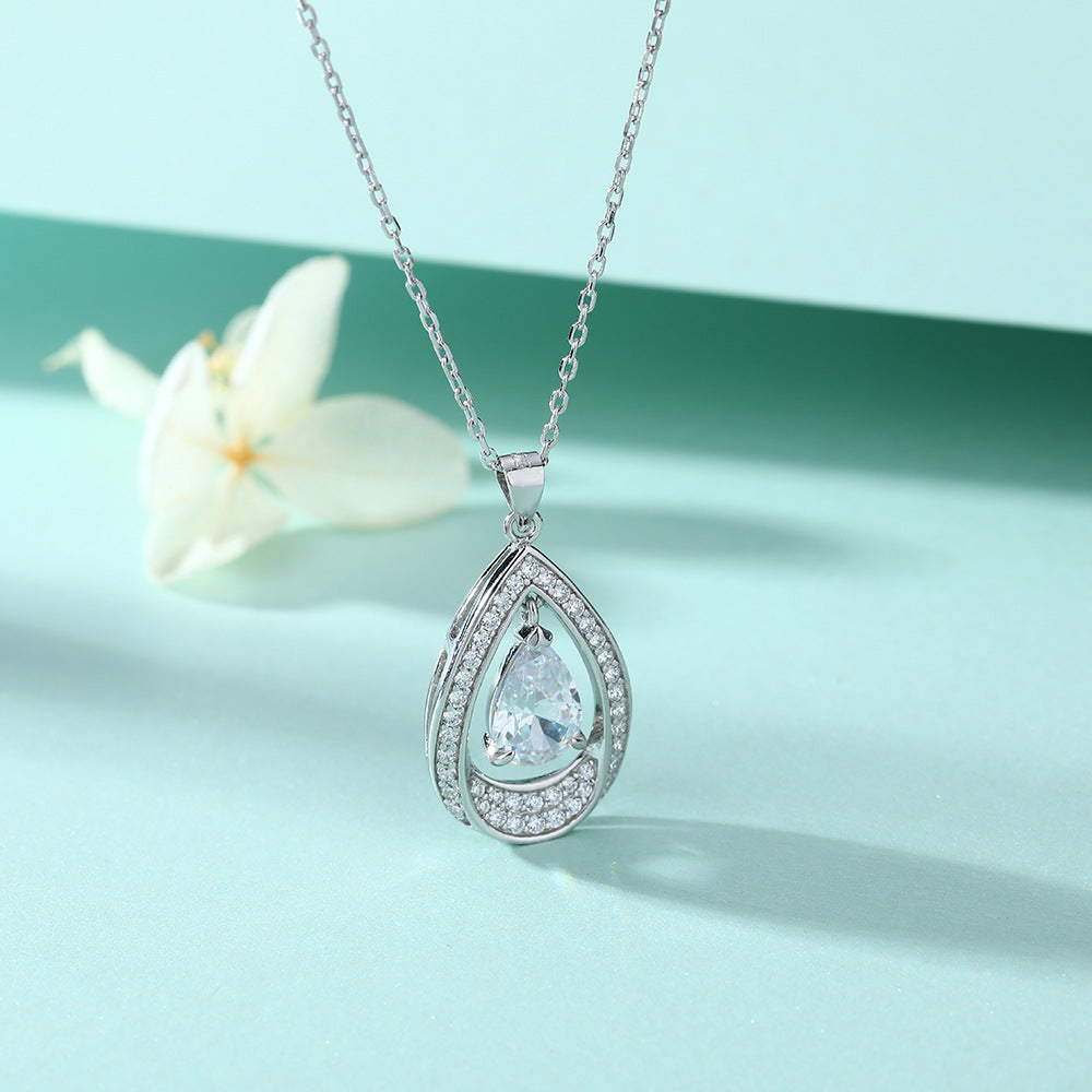 S925 Silver Aquamarine Drop Necklace