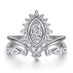 925 Silver Sunflower Earrings Crown Ring Necklace Set