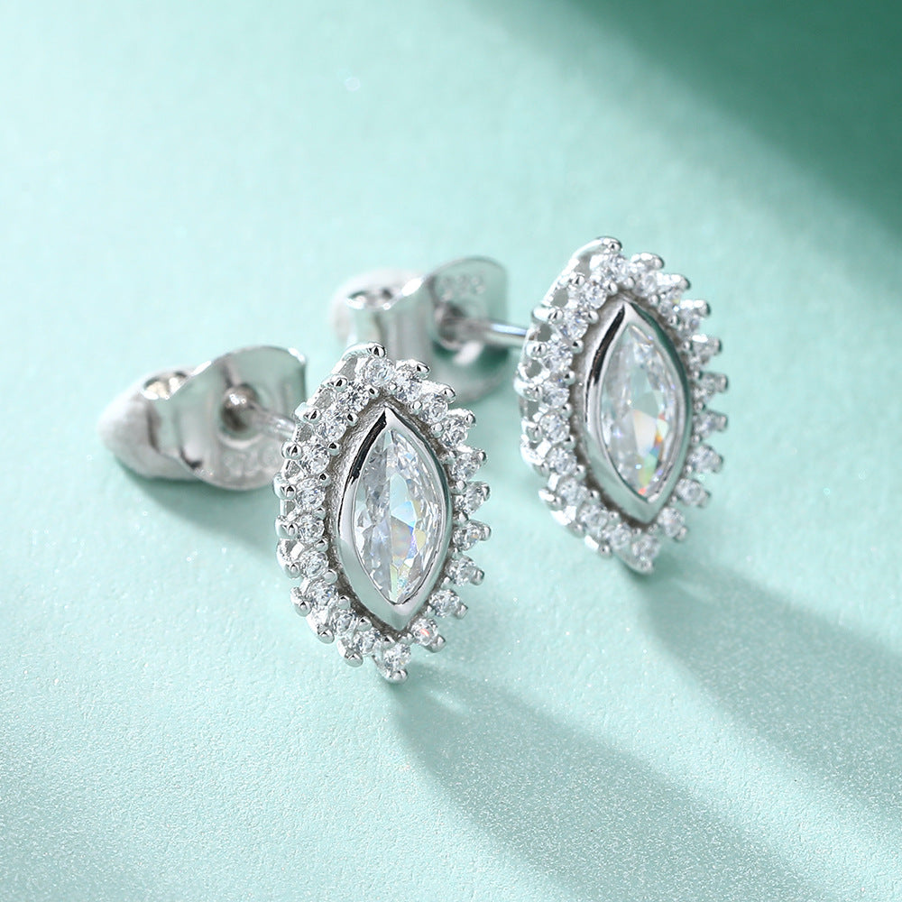 S925 Sunflower CZ Earrings - Vintage Silver Jewelry