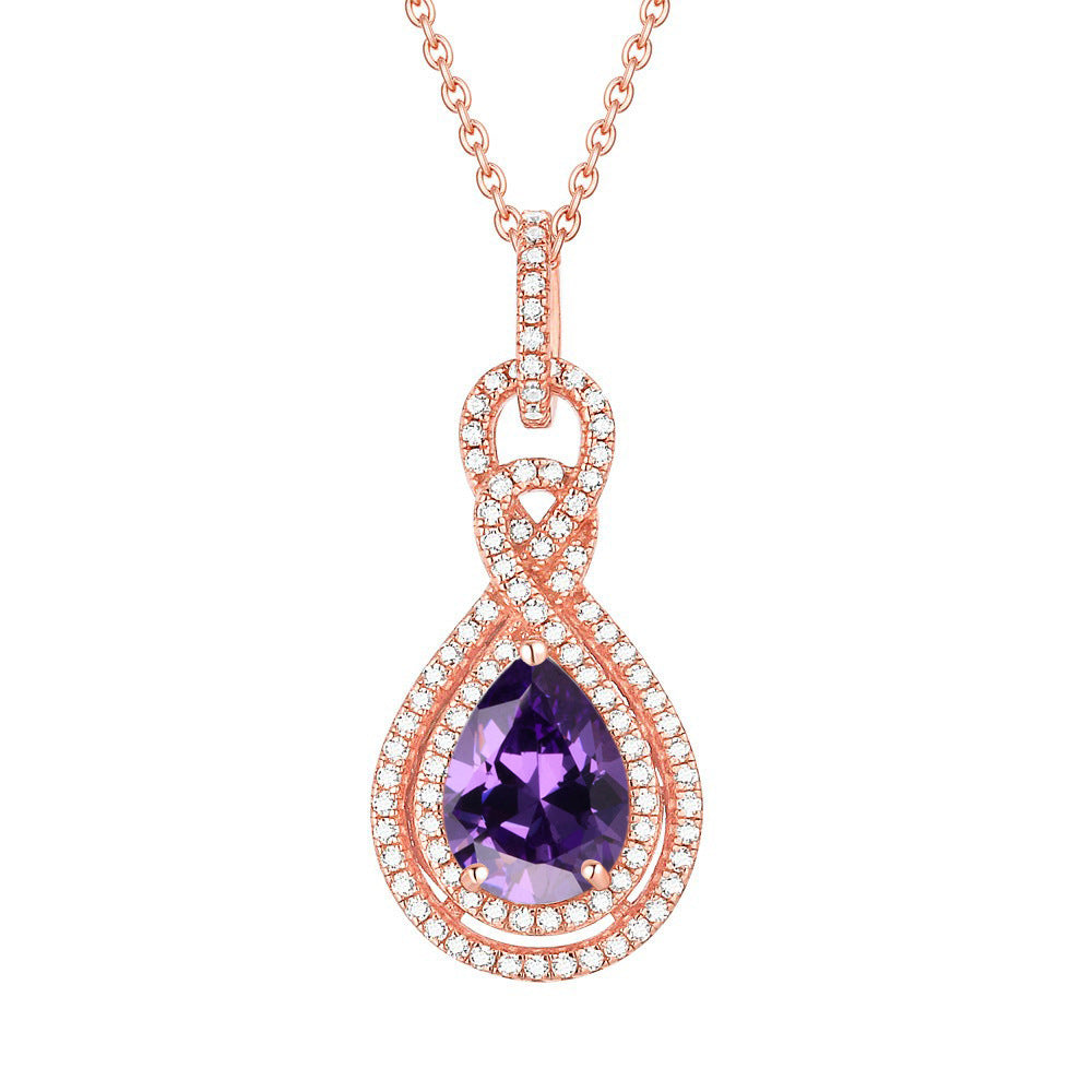S925 Silver Peridot Rose Gold Necklace