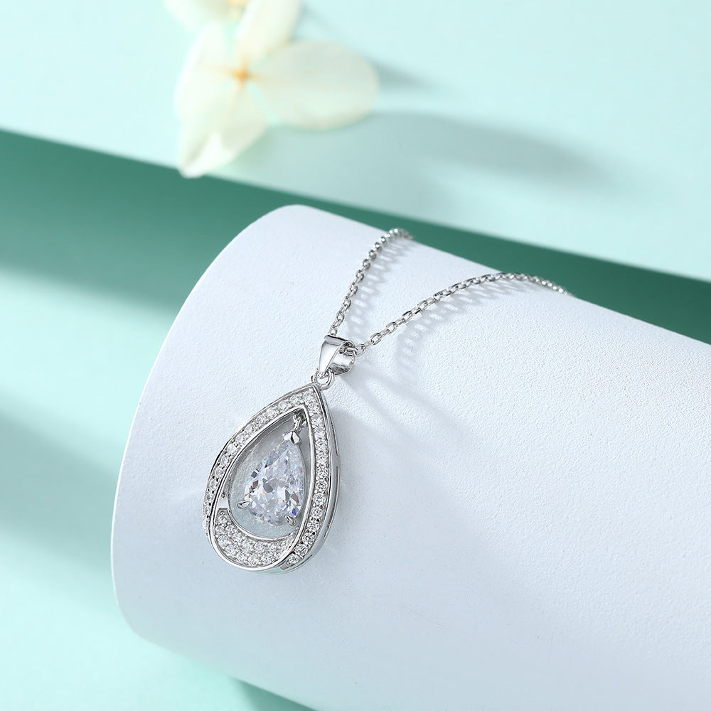S925 Silver Aquamarine Drop Necklace