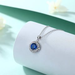 S925 Silver Blue Zircon Pendant Necklace