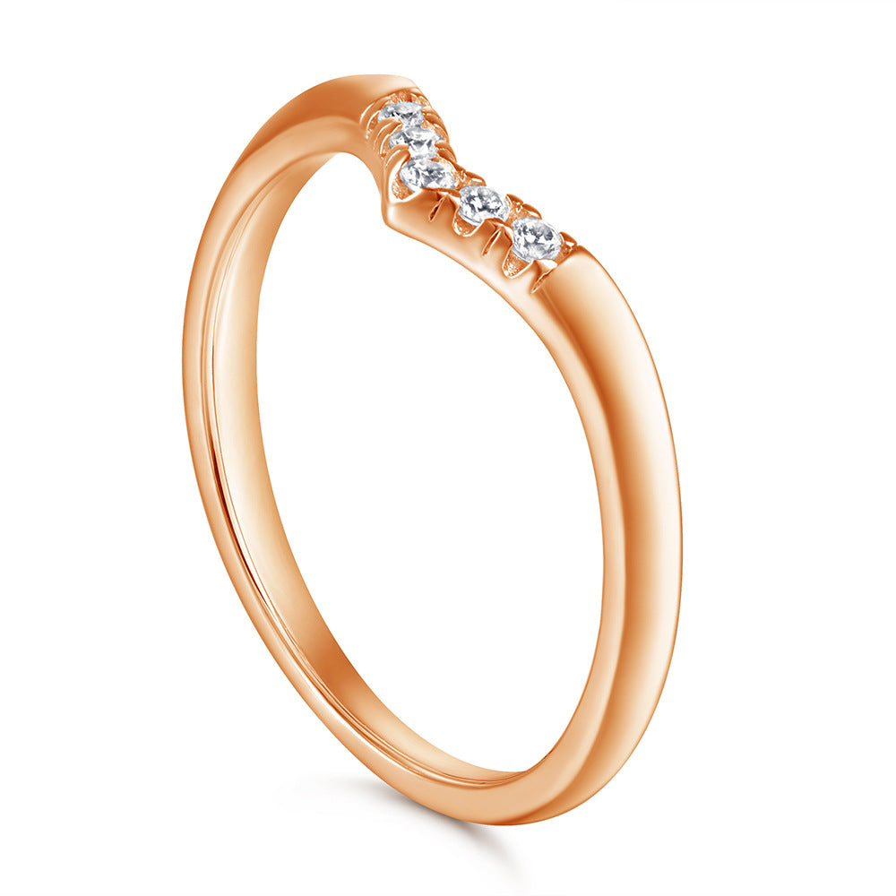 925 Silver V-Shaped CZ Wedding Band