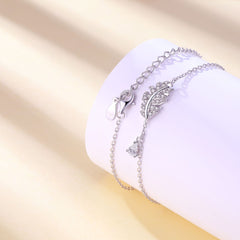 S925 Leaf Drop Bracelet - Luxe Silver Jewelry