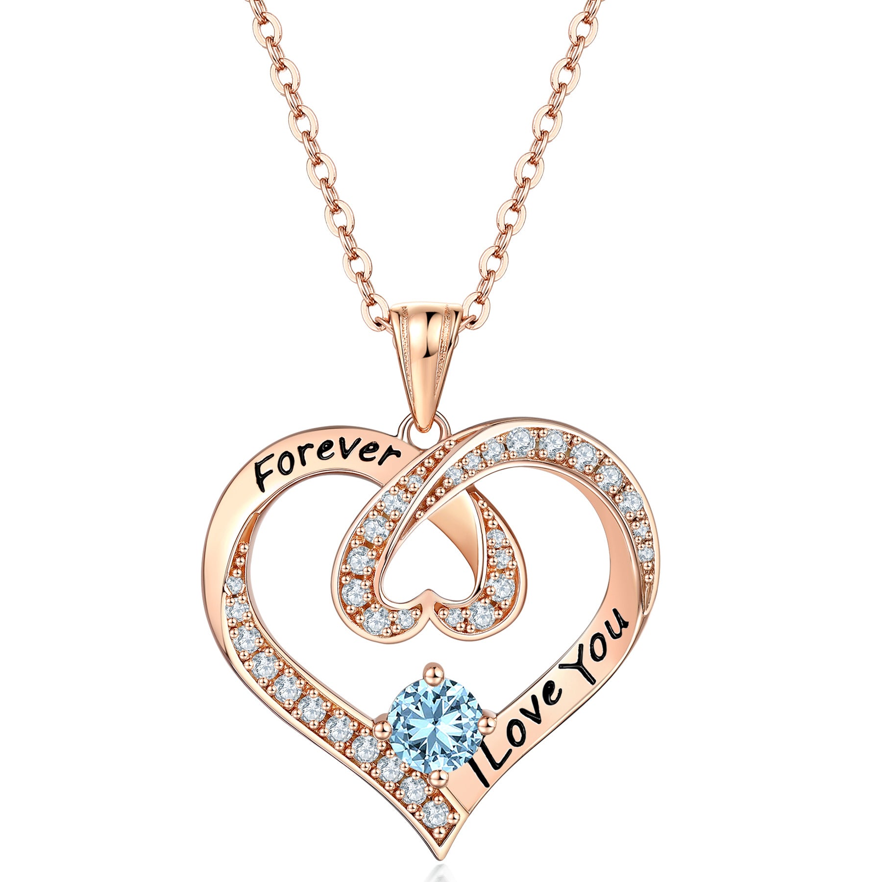 S925 Silver Letter Sapphire Heart Necklace