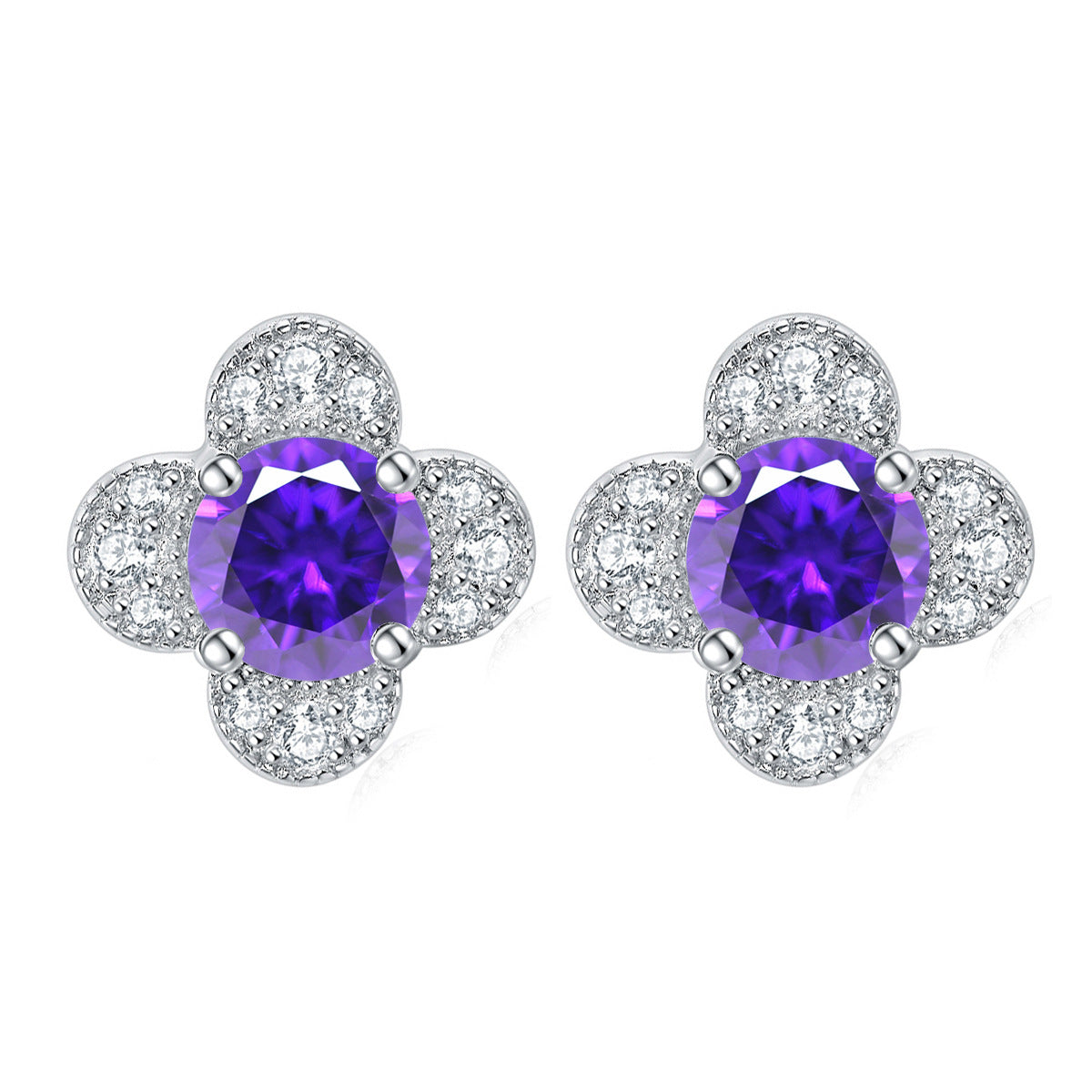925 Silver Clover Floral Earrings