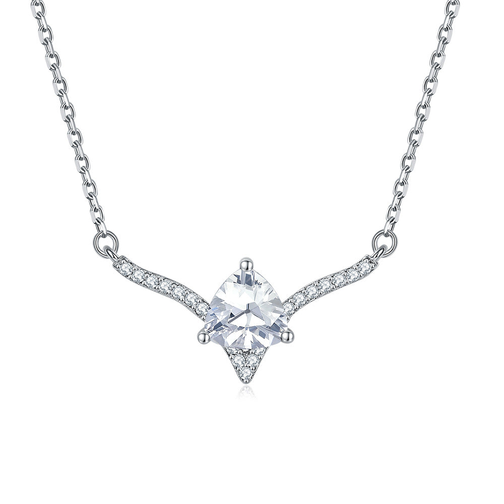 S925 Silver Triangular Zircon Deer Pendant Necklace