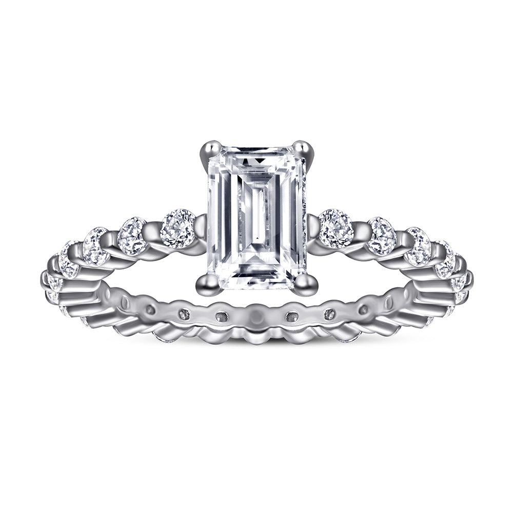 925 Silver Full Pavé Square Ring