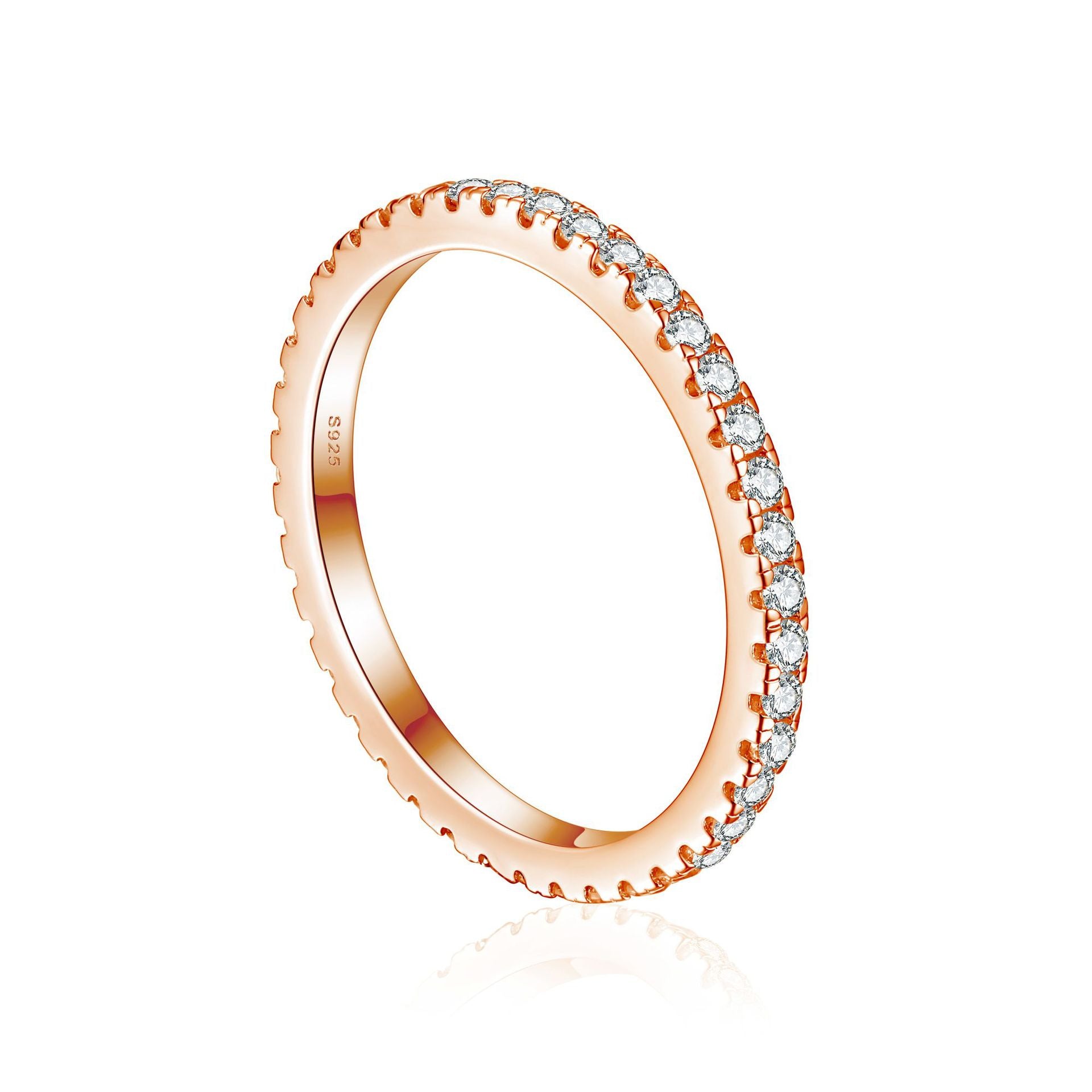 Stackable Ring - Cartier-Style Pavé Band with Cubic Zirconia