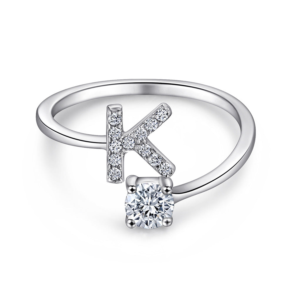 925 Silver Adjustable Letter Ring