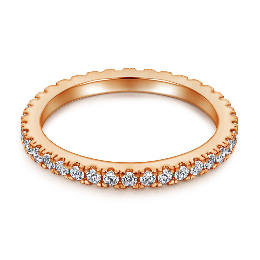 925 Silver Rose Gold Plated Micro-Pavé Line Ring