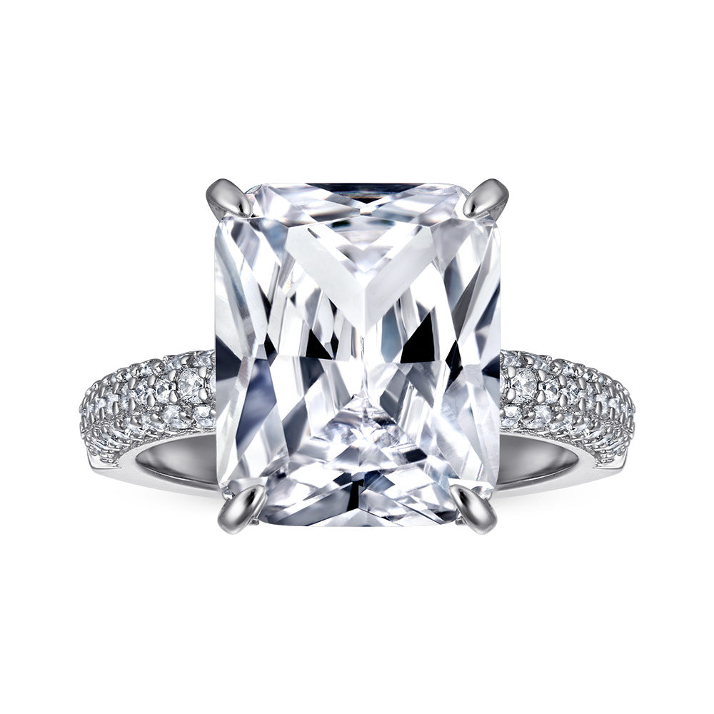 925 Silver Rectangle Engagement Ring