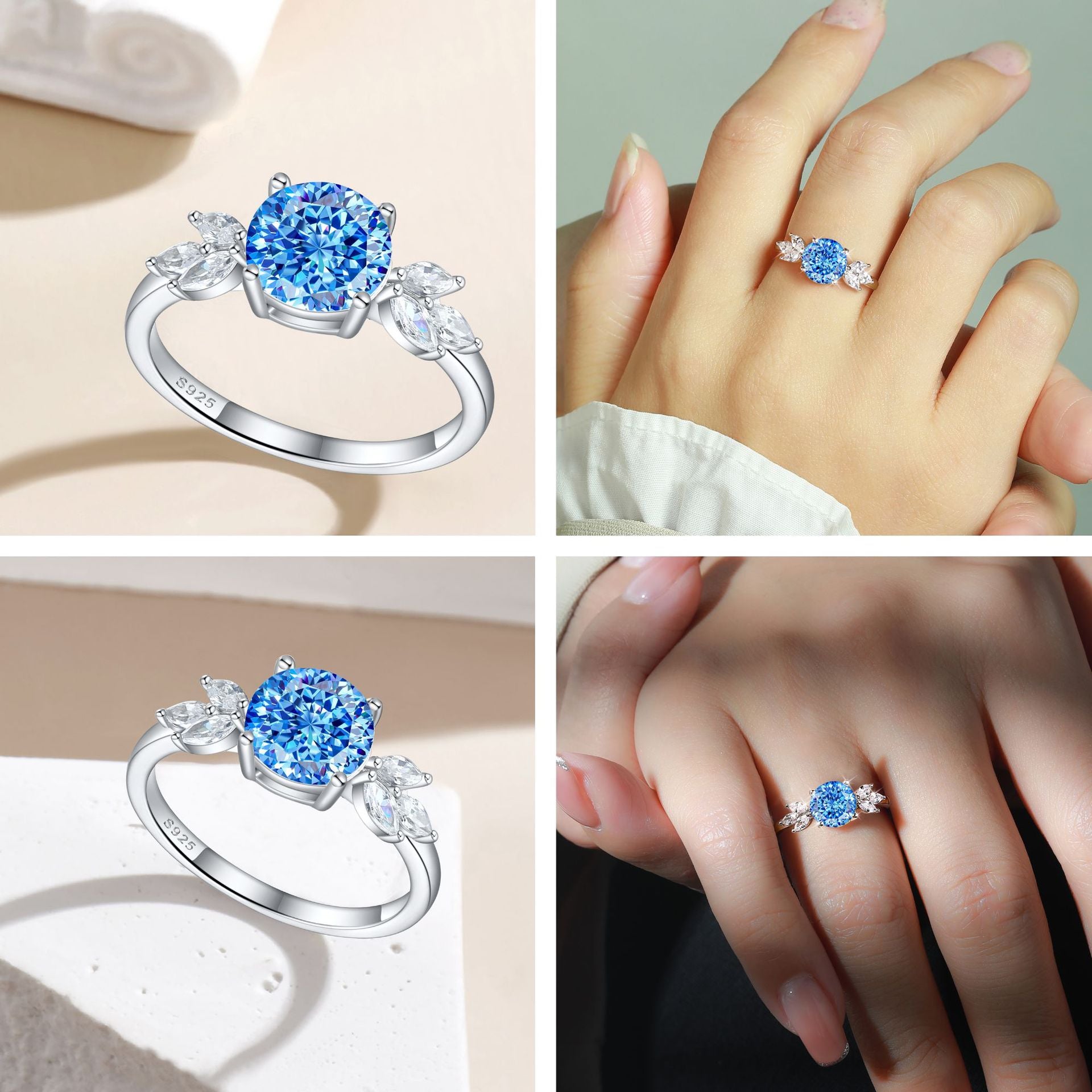 925 Silver 2ct Flame Ice Engagement Ring