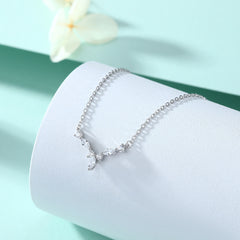 S925 Silver Crystal Accent Zircon Choker Necklace