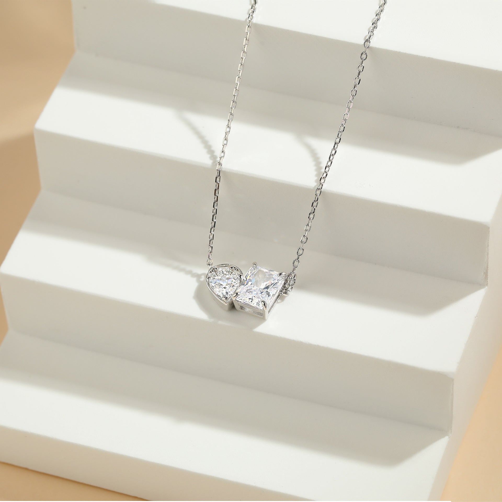 S925 Silver 2ct Square Zircon Necklace