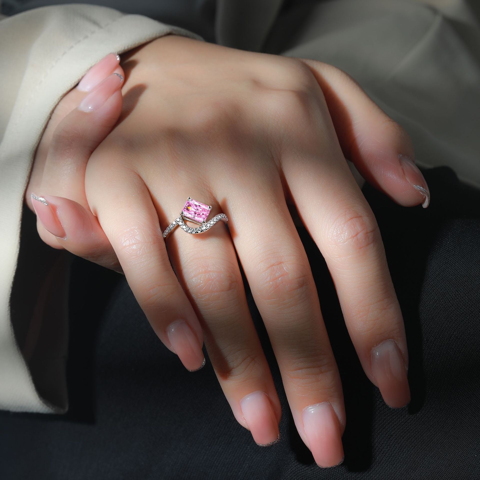 925 Silver 1.5ct Square Flame Ice Ring