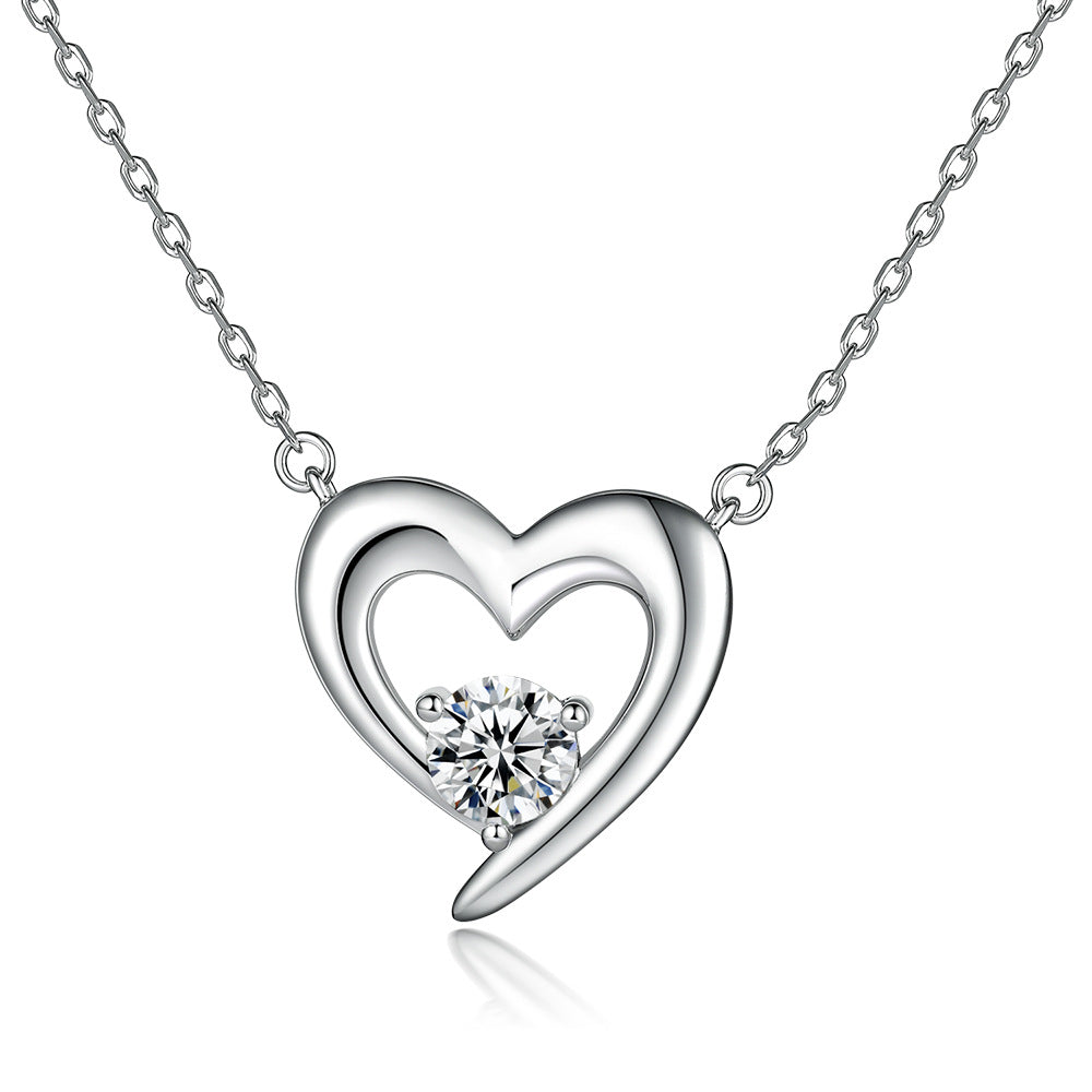 S925 Silver Heart Zircon Pendant Necklace